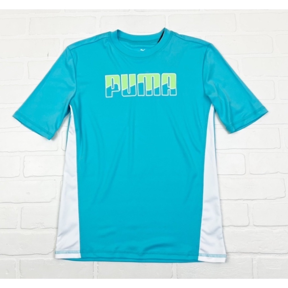 NWT Puma Boys Graphic Short Sleeve Rash Guard Swim Shirt Top Size Large
